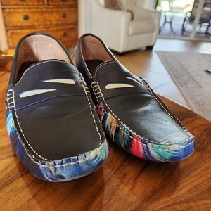 Robert Graham Blue Leather Slip-Ons